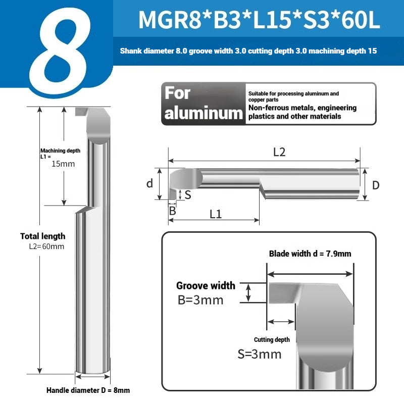 1135-CNC Small Bore Grooving Tool MGR Integral Tungsten Carbide Small Bore Hook Grooving Tool for Steel and Aluminum Internal Grooving Toolholder Shandong Denso Pricision Tools Co.,Ltd.